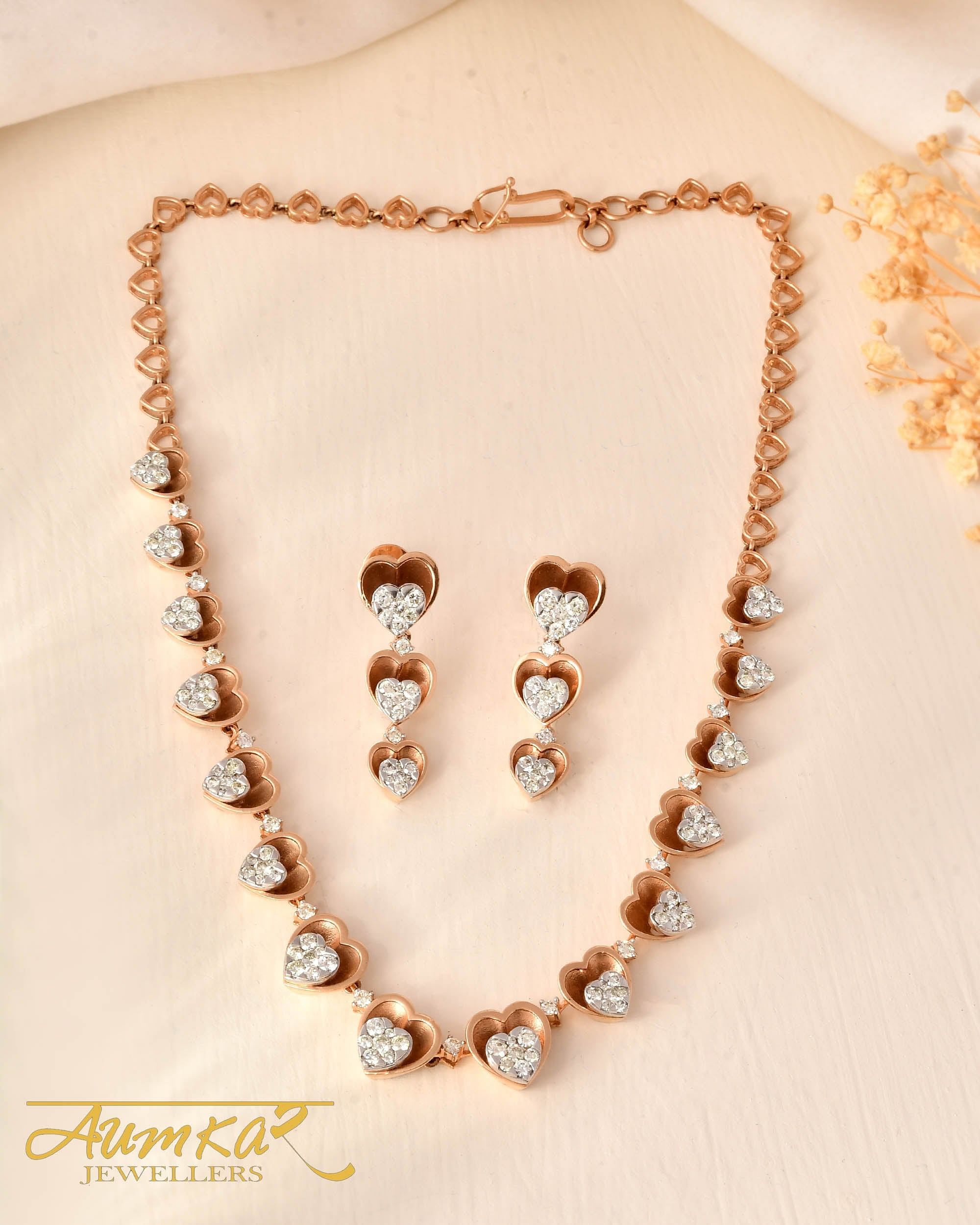 Diamond Embrace: Heart Necklace With Sparkling Round Diamonds In Pressure Setting