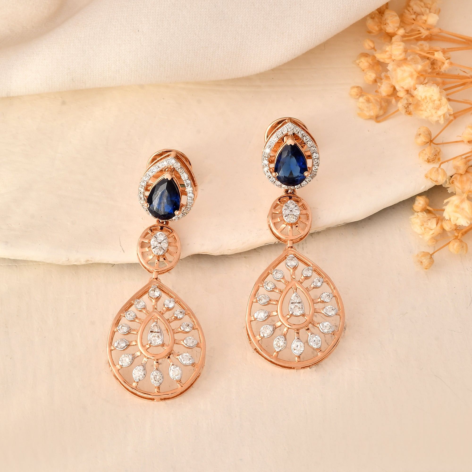 Blue Bliss: Party Wear Diamond Danglers