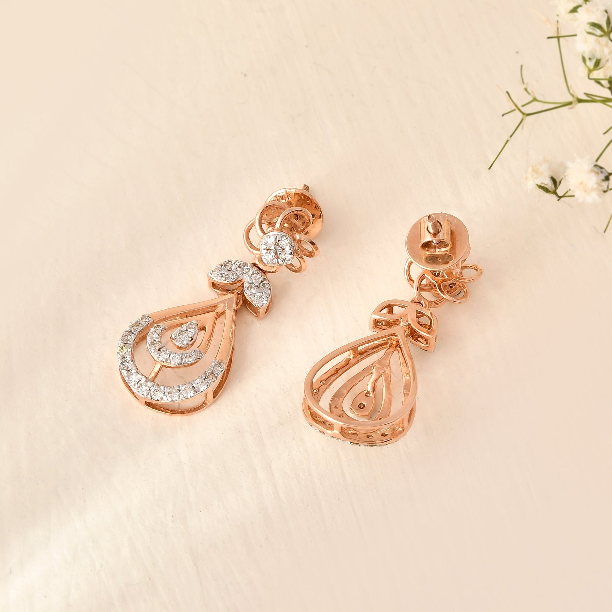 Dainty Drops : Round Diamond Dangling Earrings