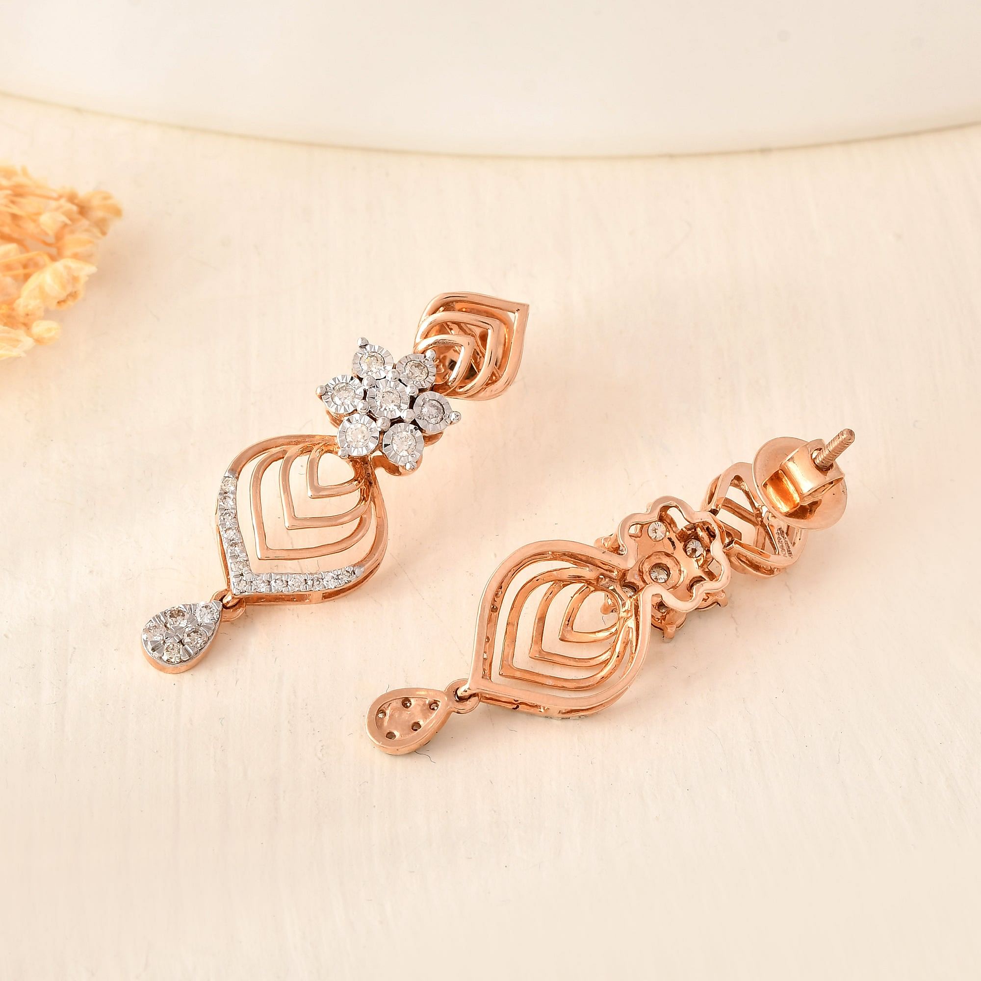 Effortless Chic: Round Diamond Dangling Earrings