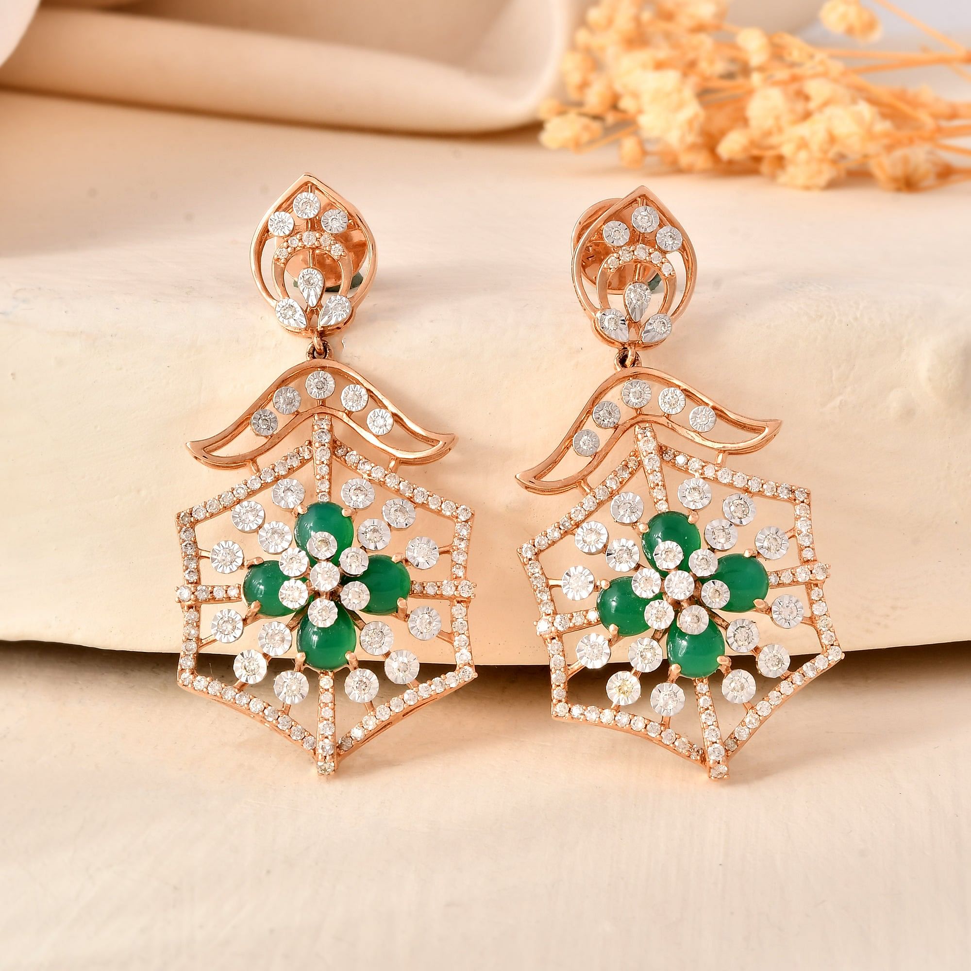 Emerald Oasis Diamond Danglers