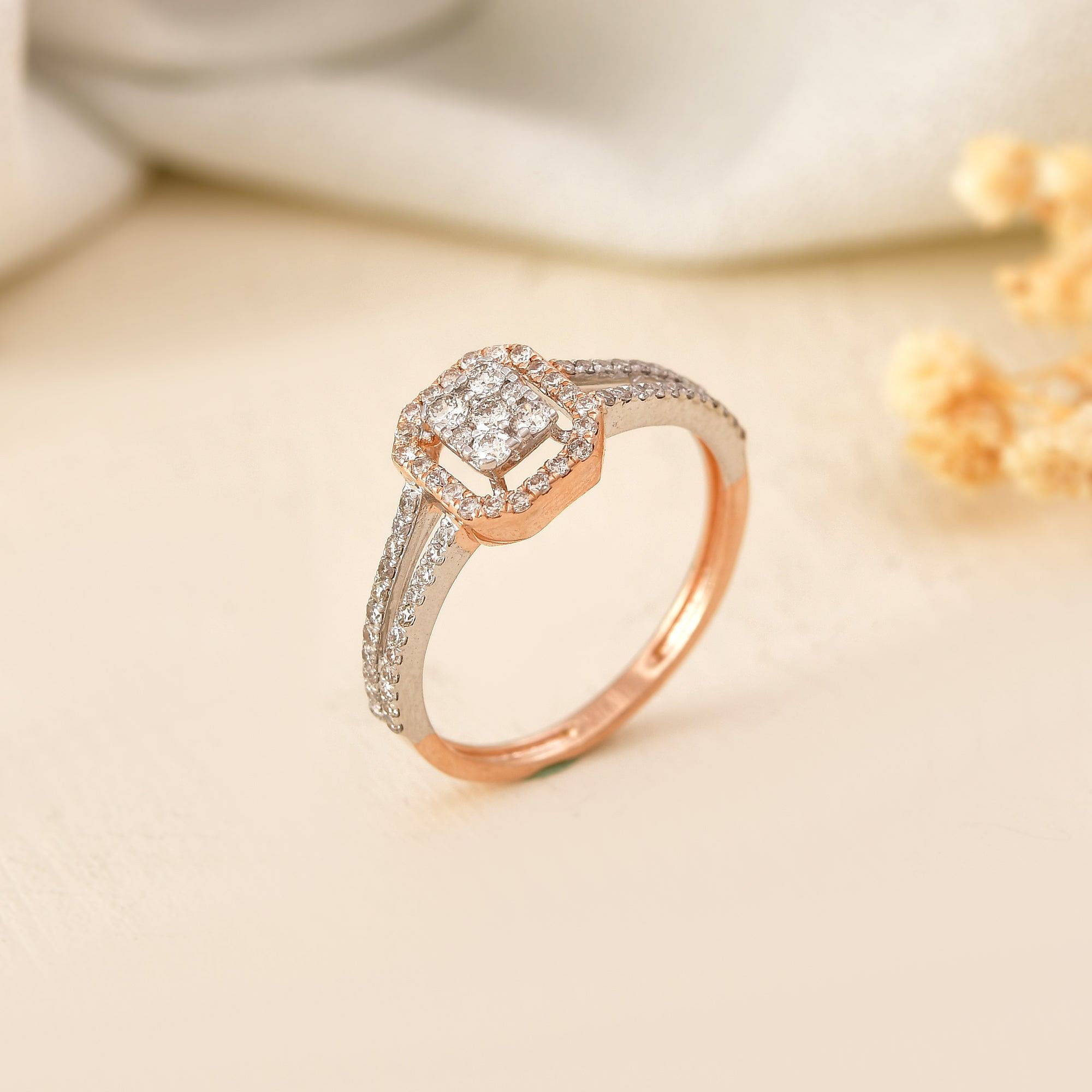 Timeless Precision: Square Shaped Ring With Seamless Round Diamond