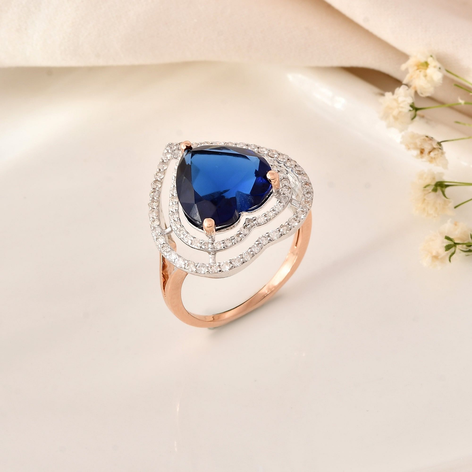 Ocean Heart: Blue Gem In A Diamond - Embraced Illusion
