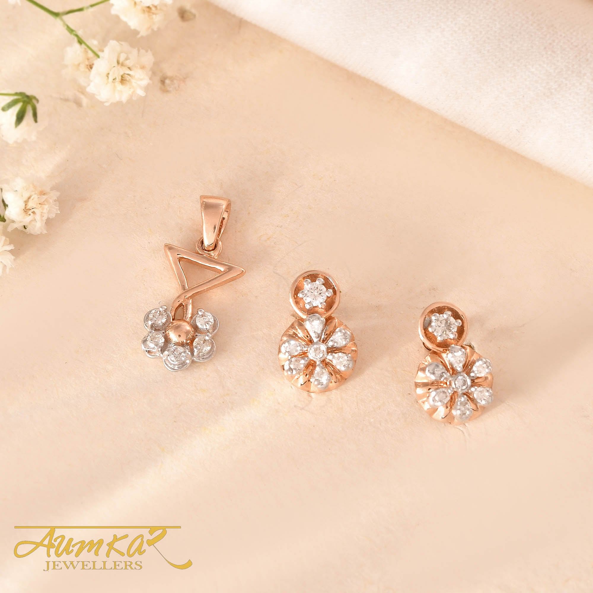 Blossom Whisper : Delicate Floral Pendant Set